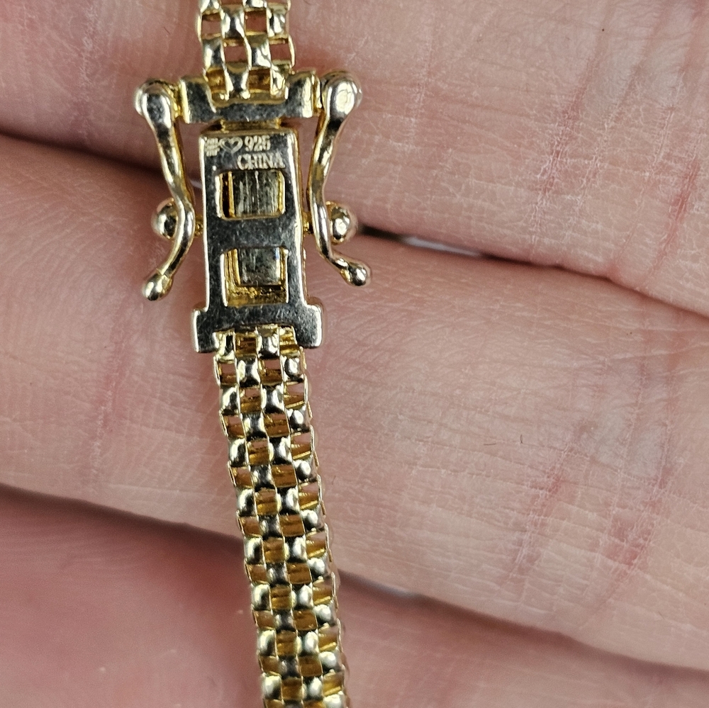 Stunning Black Panther 18kYellow Gold Sterling Silver 925 Bracelet 7.5" - Picture 8 of 11